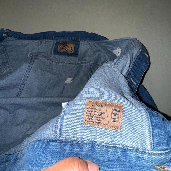 Kid1234 Jeans Denim Jacket Kid 13-14Y Blue Cotton Distressed Classic Long Sleeve - Picture 4 of 9